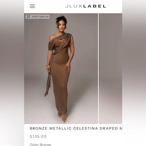 JLUXLABEL One-Shoulder Brown Maxi Dress